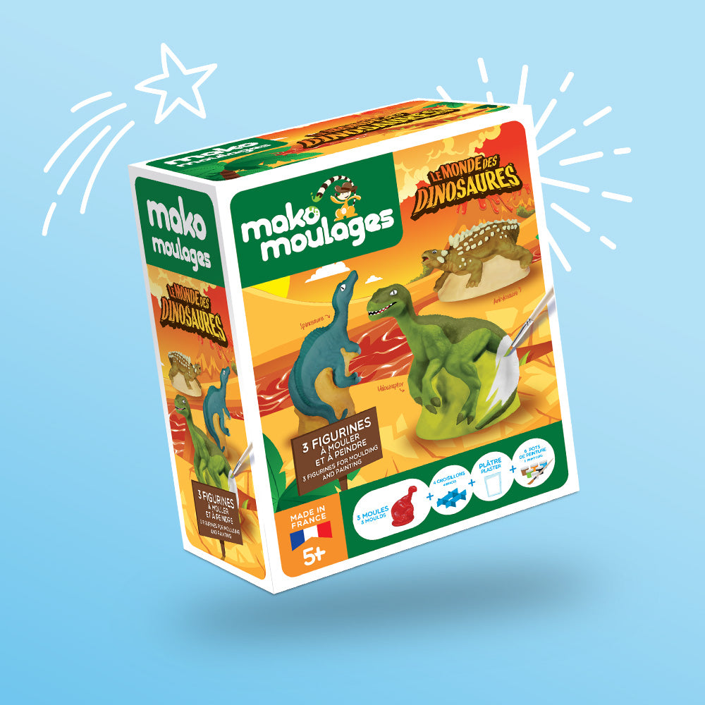 coffret creatif 3 moules mako moulages le monde des dinosaures pack
