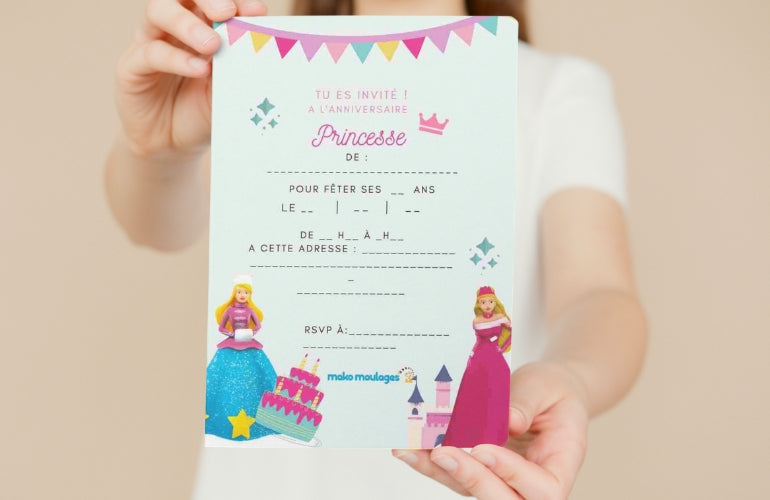 Carton invitation anniversaire mako moulages princesses