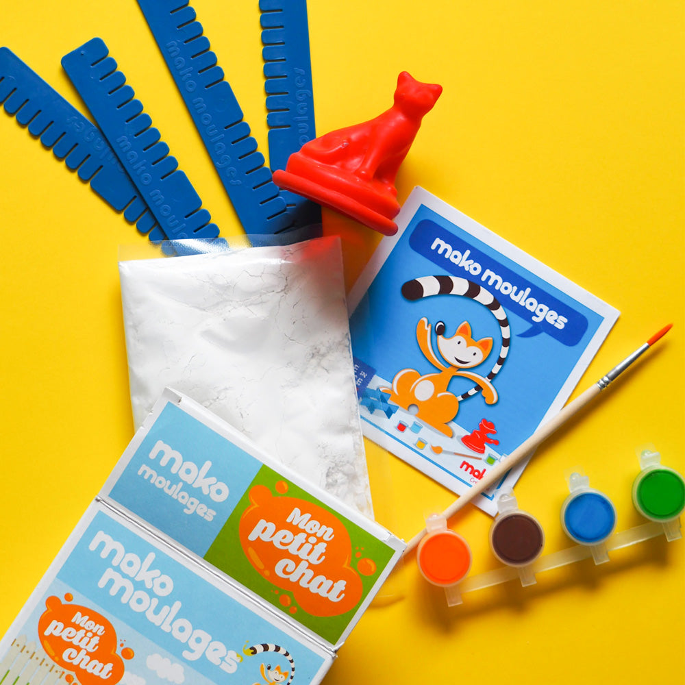 Dujardin Mako Moulages – Mon Petit Chat, Kit Créatif En Plâtre, Moule Latex, Peinture, Pinceau, Fabriqué En France, Dès 3 Ans